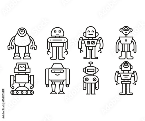 robot character icons set vector illustration