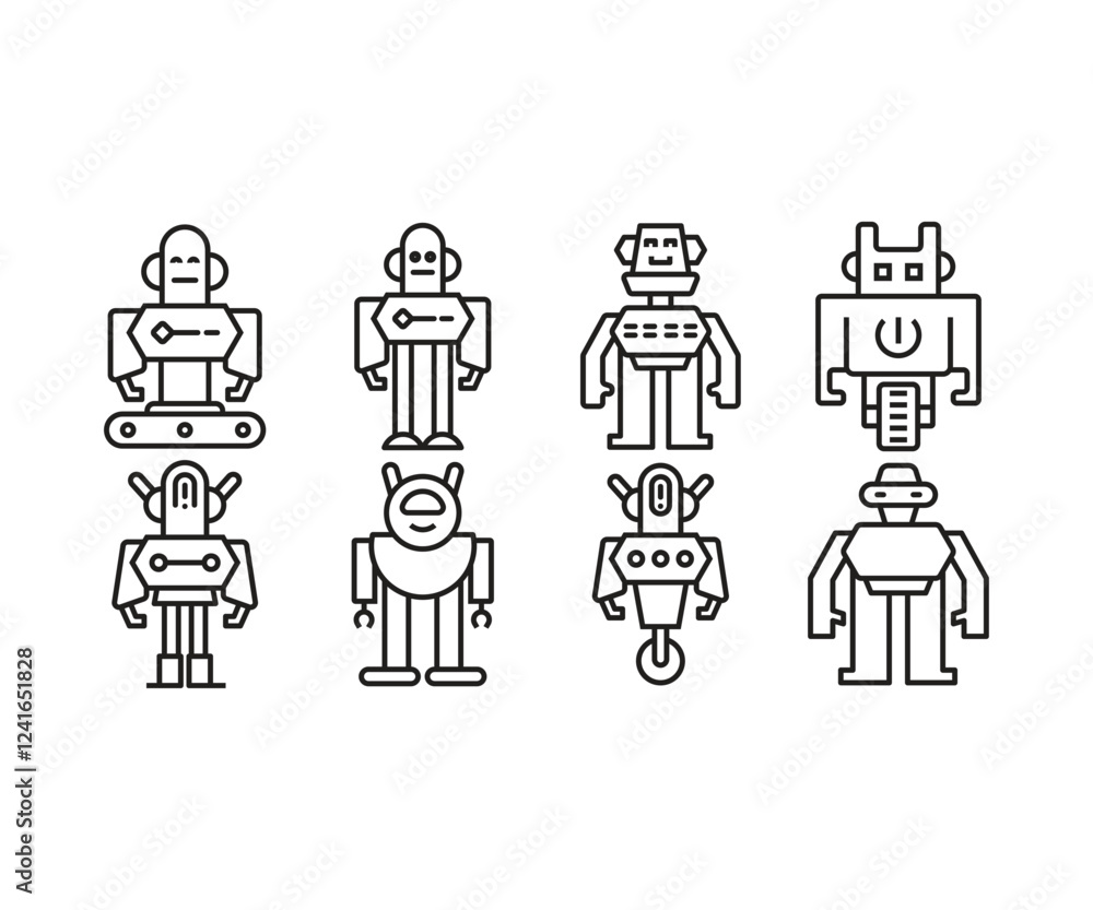 robot character icons set vector illustration robot character icons set vector illustration