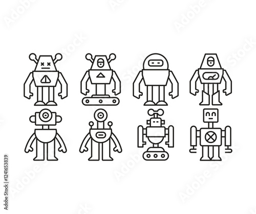 robot character icons set vector illustration