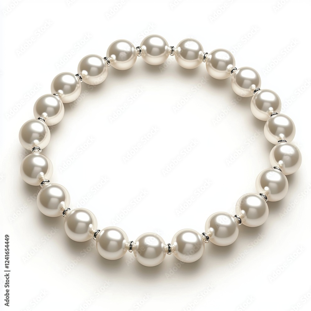 Obraz premium Elegant pearl necklace with a subtle shine, isolated on a bright white background