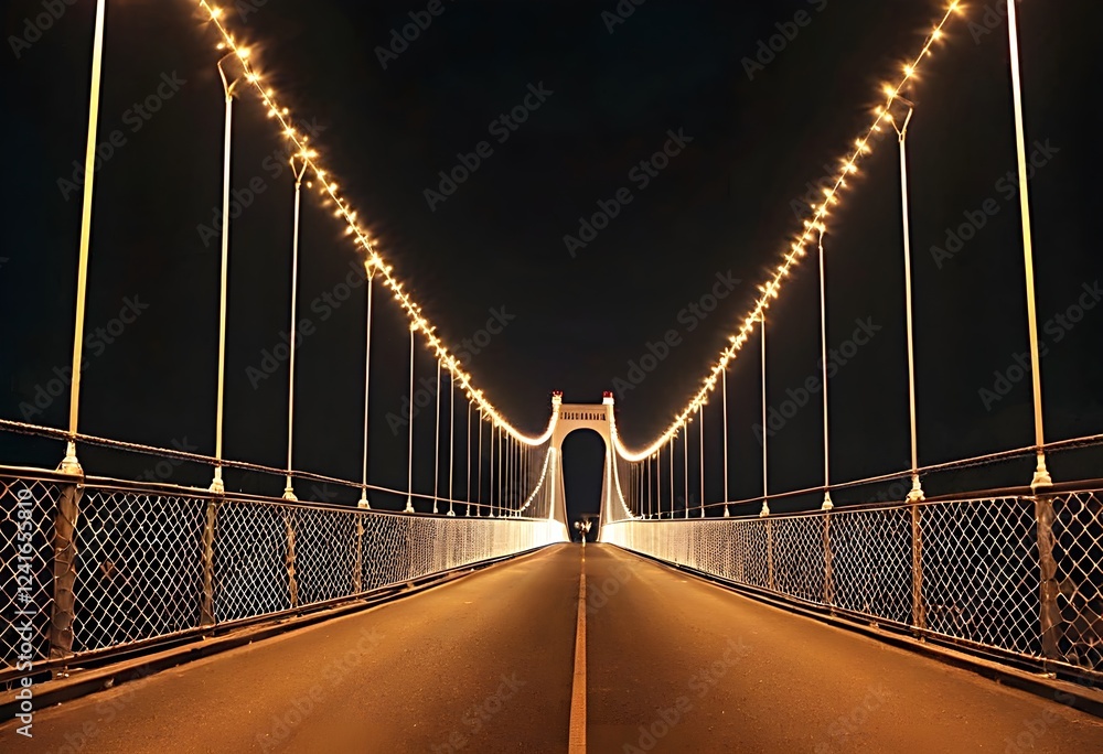 Obraz premium Suspension bridge at night - IA