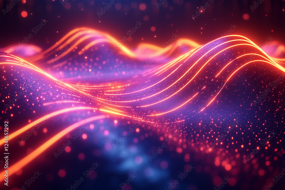 Visualizing sound waves through colorful patterns, highlighting acoustic energy in the air during a music experience at night Visualizing sound waves through colorful patterns, highlighting acoustic energy in the air during a music experience at night