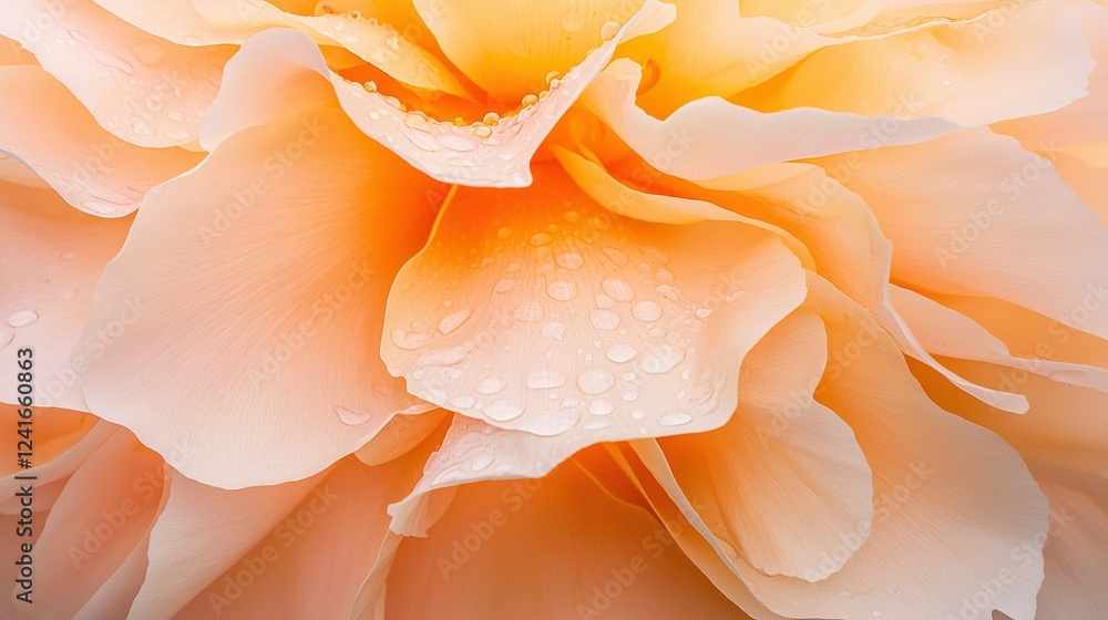 Close-up of a large flower with water droplets on its petals and the flower's center Close-up of a large flower with water droplets on its petals and the flower's center