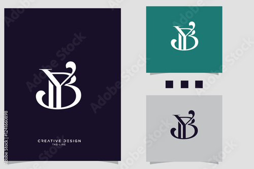 Set of BY, YB, B, Y, Abstract Letters Logo Monogram