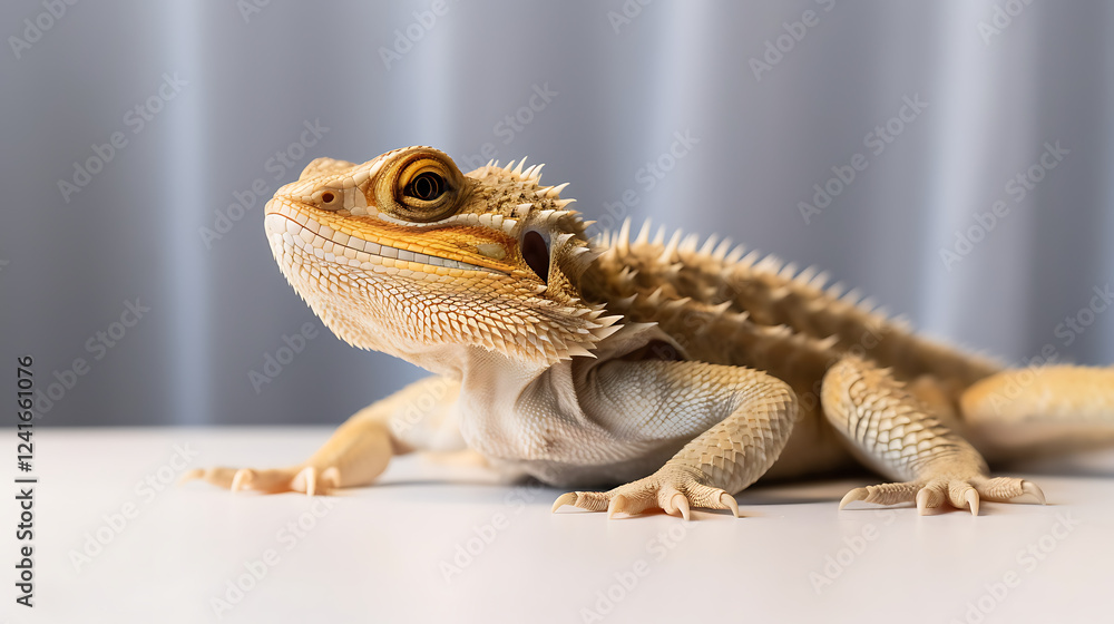 Obraz premium A lizard is sitting on a white table
