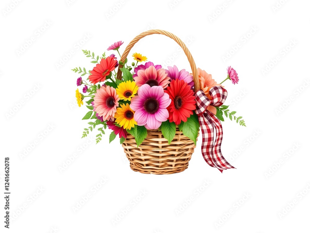 Obraz premium Enchanting Floral Arrangement Adorned with Classic Buffalo Check Ribbon