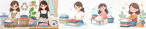 vector of a person folding clothes