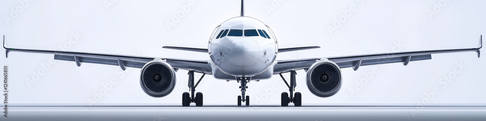 Obraz premium A large commercial airliner parked on the runway, ready for takeoff or landing