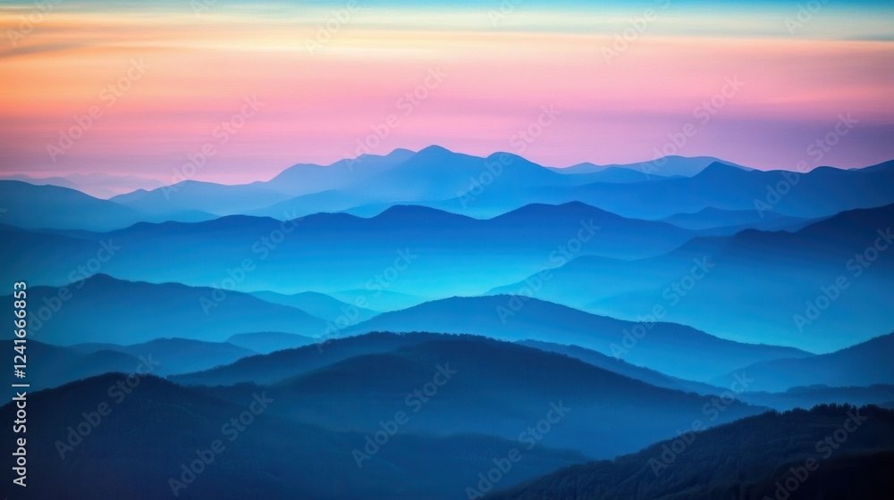 Obraz premium Serene Mountain Landscape at Sunrise with Soft Color Gradients