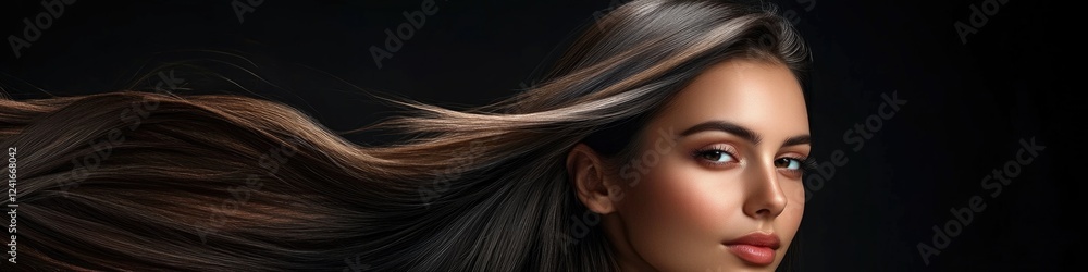 Portrait of a beautiful woman with long brown hair Portrait of a beautiful woman with long brown hair