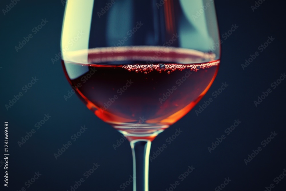 A clear glass filled with red wine, perfect for a dinner party or wine tasting event A clear glass filled with red wine, perfect for a dinner party or wine tasting event