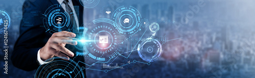 Introduction: Businessman analyzing technological data and market trends, system integration, process optimization, business strategy, digital transformation, data-driven insights