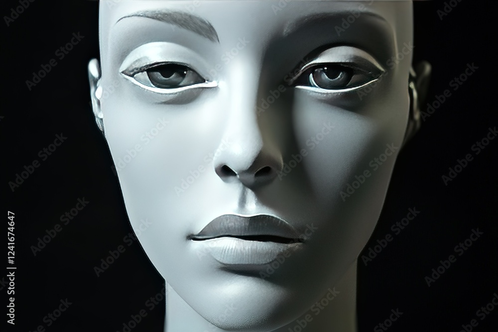 Futuristic rendering of a human face. Concept of artificial intelligence. 3D render. Futuristic rendering of a human face. Concept of artificial intelligence. 3D render.