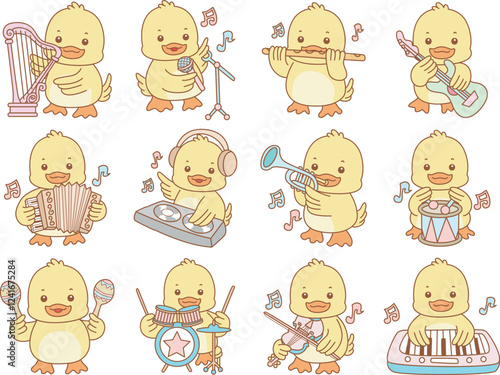 Cute Duck vector icon. Funny baby Duck animal series stock illustration. life of fluffy Duck designs.