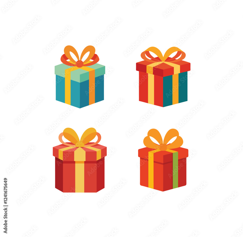 set of gift boxes illustration on white background set of gift boxes illustration on white background