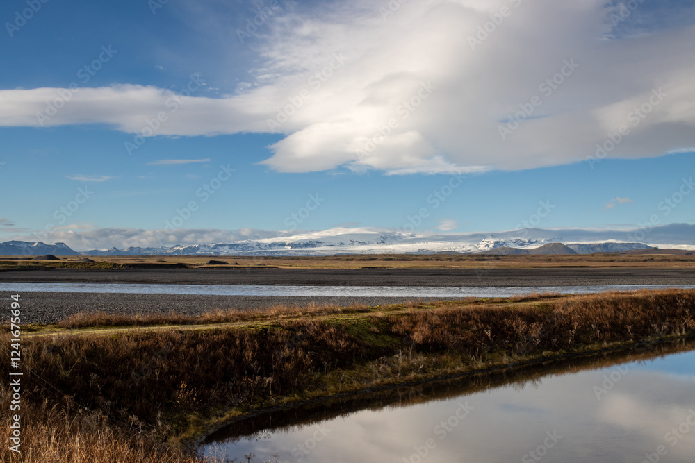 Landscape with a river, Kudafljot, Iceland Landscape with a river, Kudafljot, Iceland