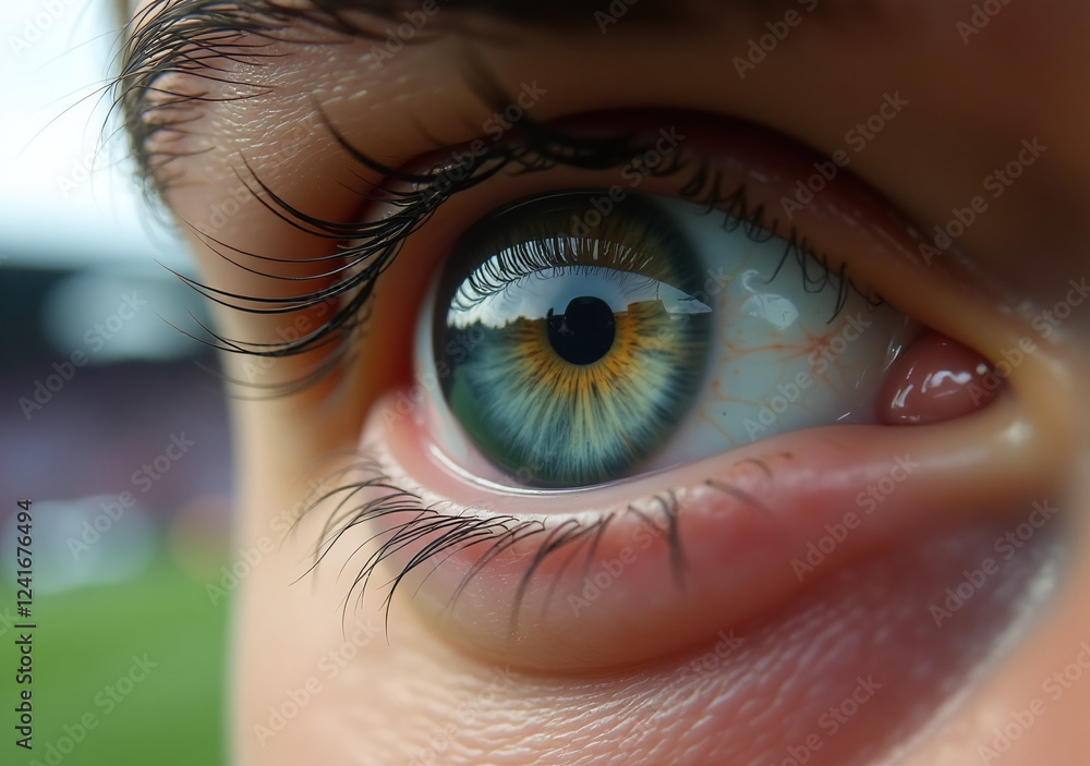 Fototapeta premium extreme player eye reflections field crowd