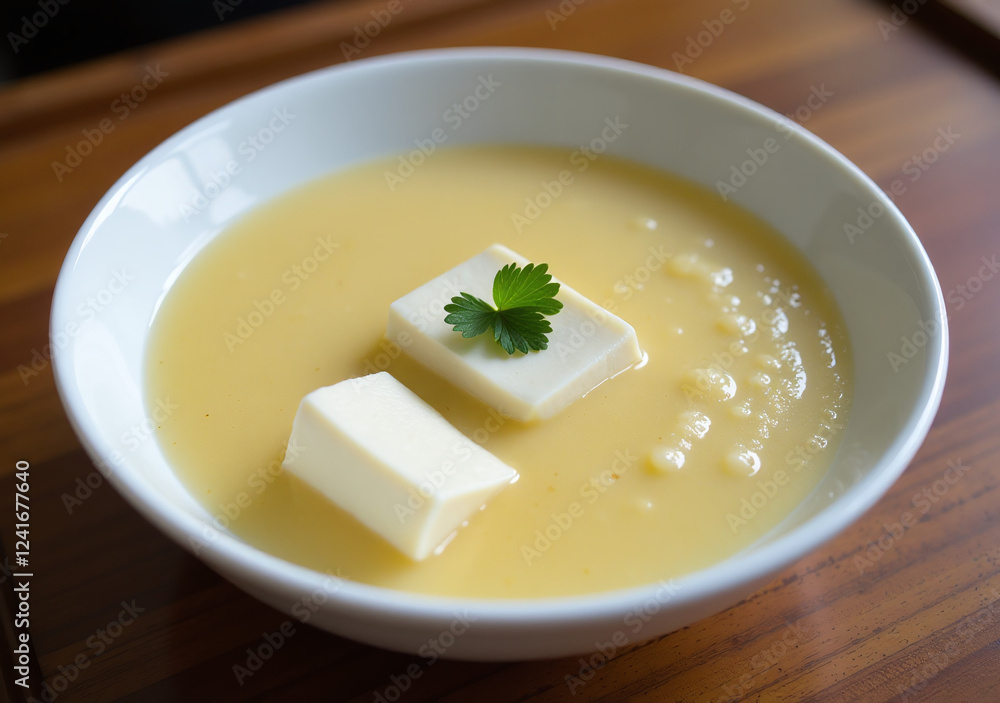 extremely smooth silken tofu soup looks stunning simple white bowl wooden extremely smooth silken tofu soup looks stunning simple white bowl wooden