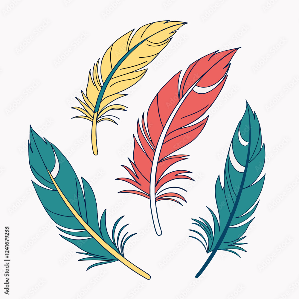Obraz premium Boho Feathers: Teal, Coral.