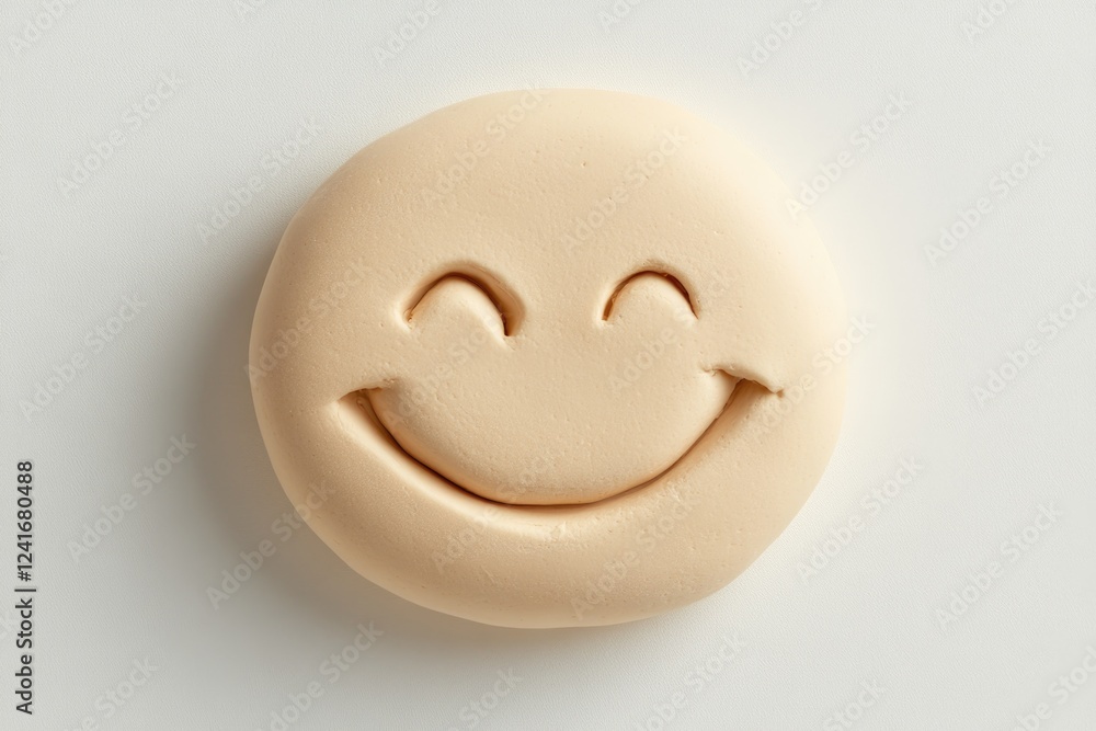 Fototapeta premium Cheerful Plasticine Smiley Face on a Bright White Background Brings Joy and Whimsy to Any Setting