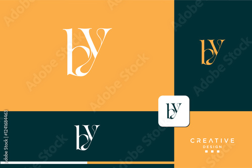 Set of BY, YB, B, Y, Abstract Letters Logo Monogram