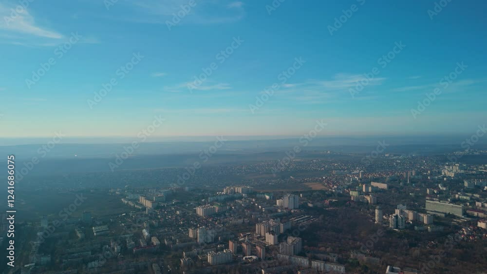 Panoramic Aerial View of Urban Landscape and Horizon Panoramic Aerial View of Urban Landscape and Horizon