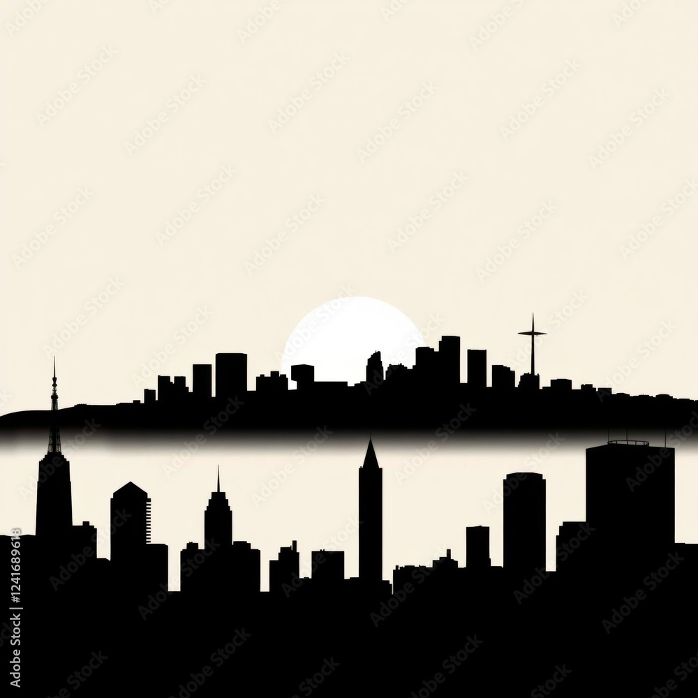 custom made wallpaper toronto digitalGlowing cubes float over a silhouetted city skyline at dusk silhouetted skyline cityscape architecture illustration building city vector