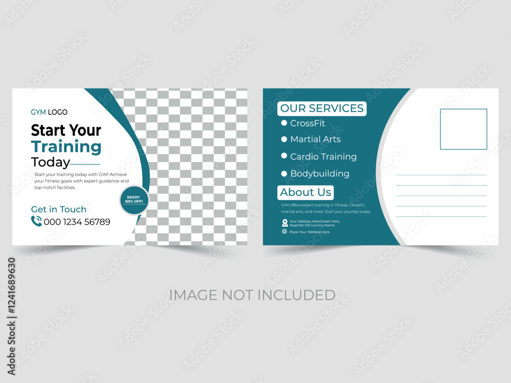 GYM Postcard design Vactor template GYM Postcard design Vactor template