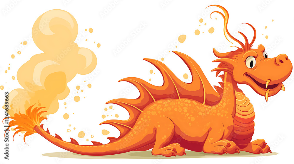 A cartoon dragon is laying on the ground with its mouth open A cartoon dragon is laying on the ground with its mouth open