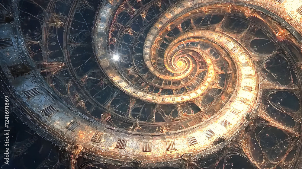Fototapeta premium Time travel futuristic portal mystical clock background wallpaper