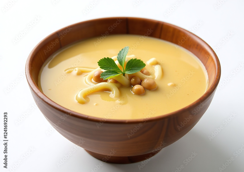 lotus root peanut soup sits wood grain bowl clean white lotus root peanut soup sits wood grain bowl clean white