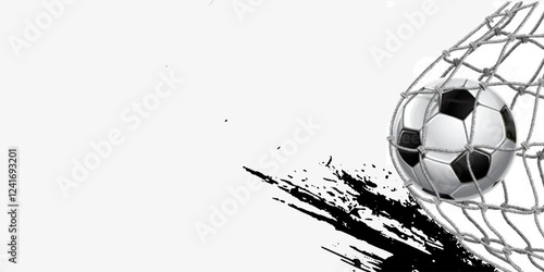 A realistic ball hits the gate on a transparent background