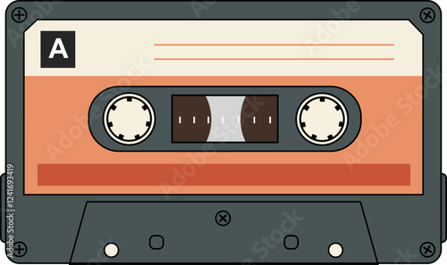 Nostalgic retro illustration of a cassette tape