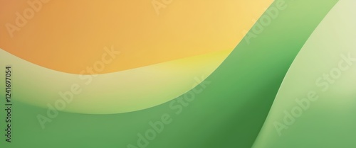 Vibrant and harmonious abstract composition with an orange and green gradient background
