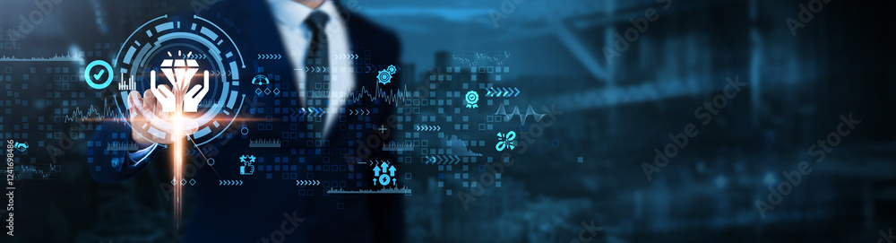 Core Values: Integrity, innovation, collaboration, accountability, transparency, respect, sustainability, Businessman analyzes organizational technological data. Core Values: Integrity, innovation, collaboration, accountability, transparency, respect, sustainability, Businessman analyzes organizational technological data.