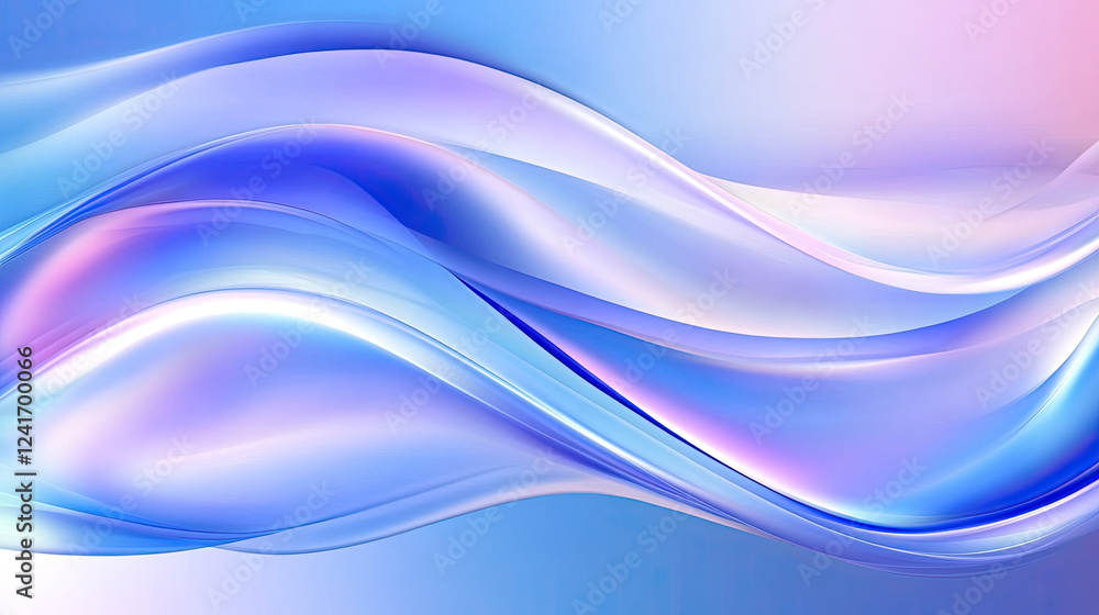 Fototapeta premium Elegant Flowing Waves in Soft Blue and Pink Hues for Background or Abstract Design