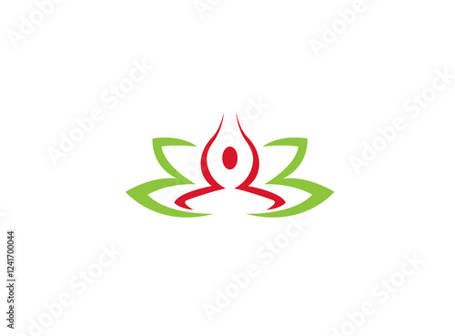 Meditation wellness yoga Logo design, Lotus icon, ayurveda zen symbol