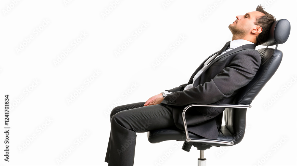 Professioneller Büroarbeiter in Anzug, der Müdigkeit in einem stylischen Arbeitsumfeld zeigt Professioneller Büroarbeiter in Anzug, der Müdigkeit in einem stylischen Arbeitsumfeld zeigt