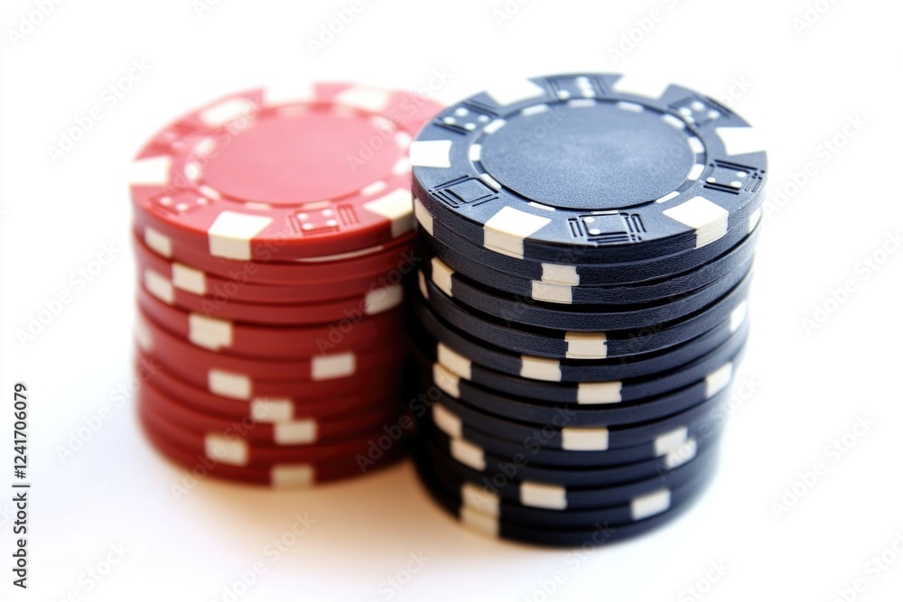 A high-stakes game or a creative display, this image shows a stack of poker chips piled high A high-stakes game or a creative display, this image shows a stack of poker chips piled high
