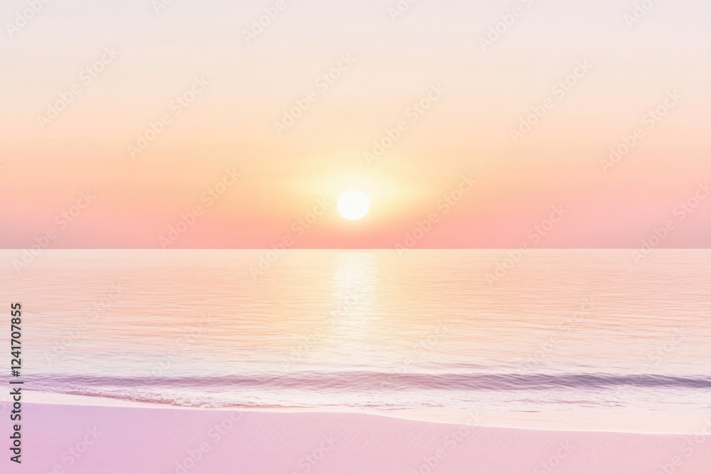 Obraz premium Soft Pastel Gradients Blend to Create a Dreamy Sunset Over a Tranquil Ocean in Modern Y2K Style