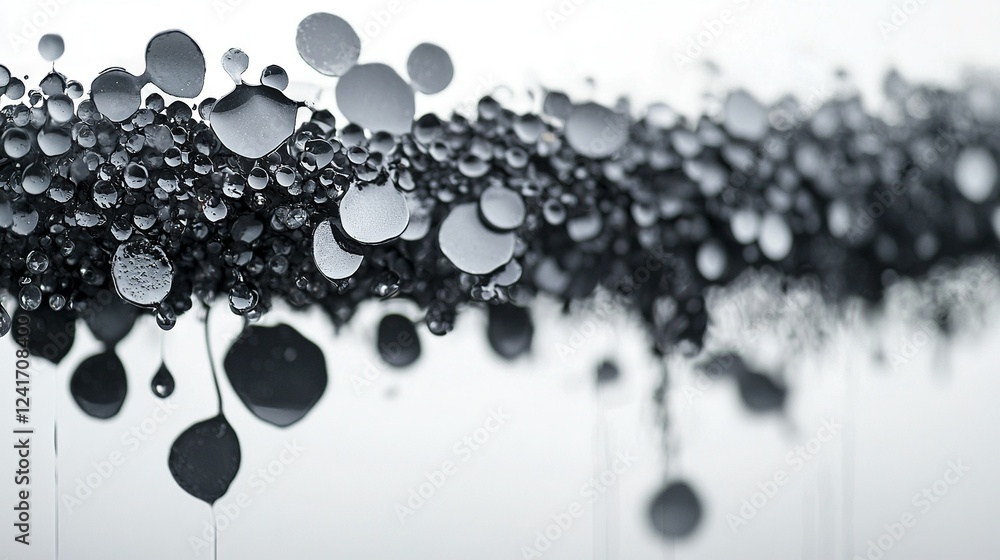 Naklejka premium B&W photo of water droplets on black-white balloon line