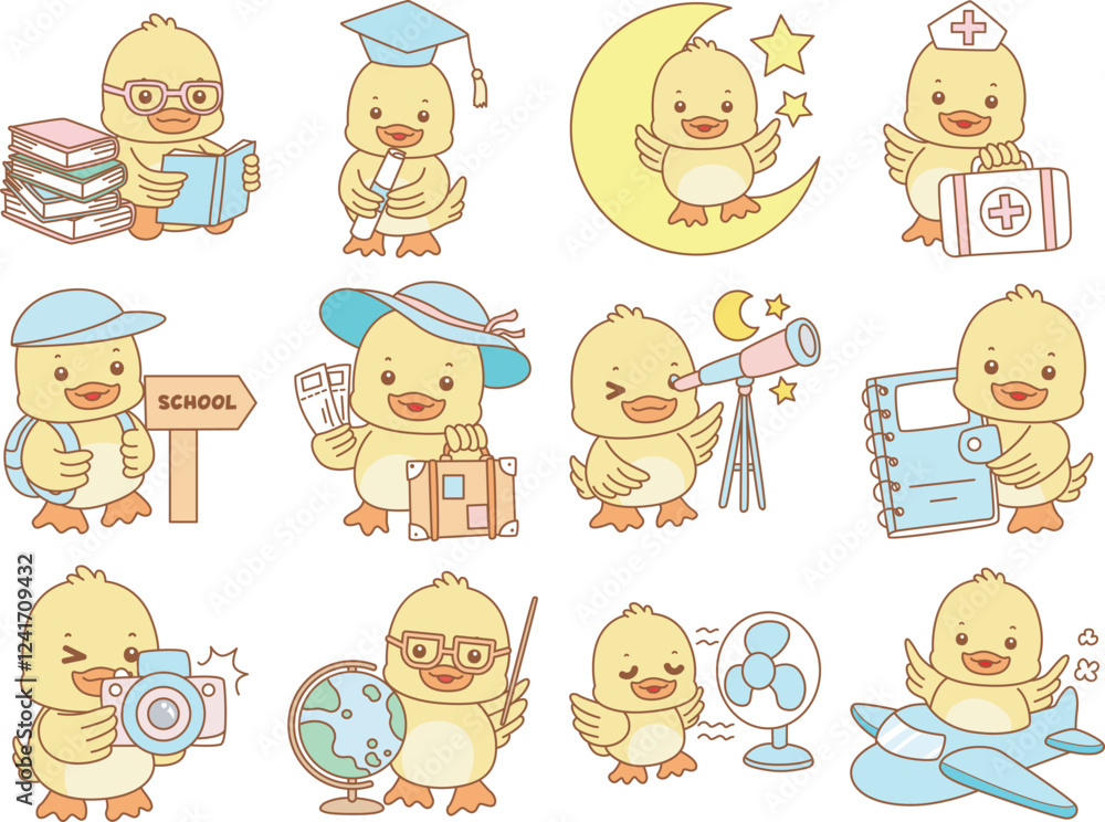 Cute Duck vector icon. Funny baby Duck animal series stock illustration. life of fluffy Duck designs. Cute Duck vector icon. Funny baby Duck animal series stock illustration. life of fluffy Duck designs.