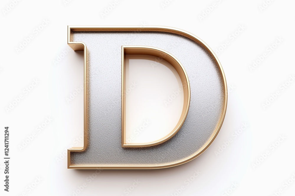 Letter D designed with new and clean metallic effect texture isolated on white background Letter D designed with new and clean metallic effect texture isolated on white background