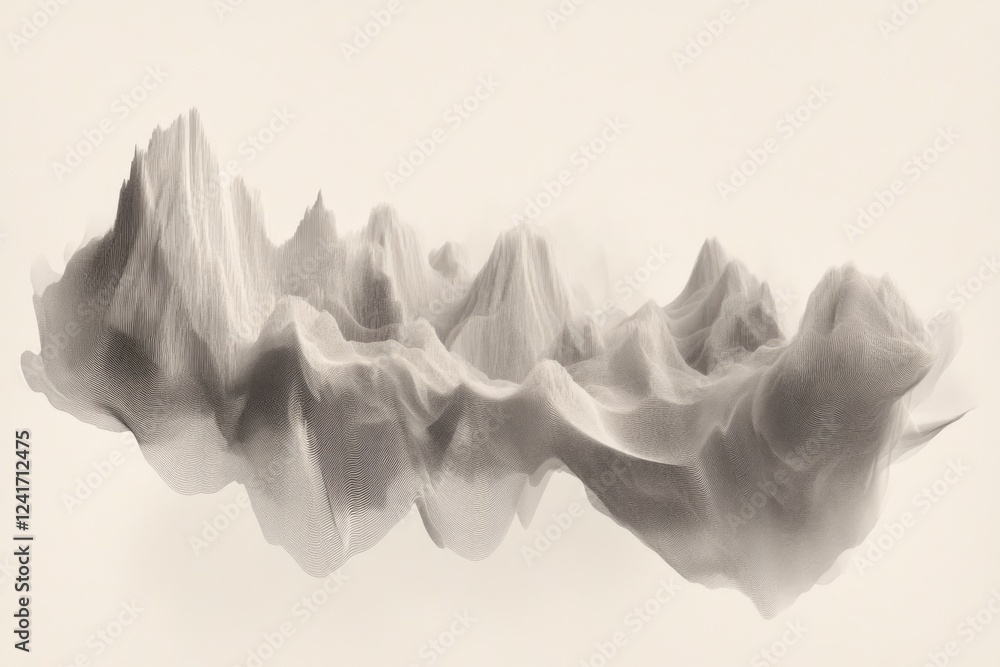 Glitching Mountain Range Illustrating Mining and Extraction Challenges on a Neutral Gray Backdrop Glitching Mountain Range Illustrating Mining and Extraction Challenges on a Neutral Gray Backdrop
