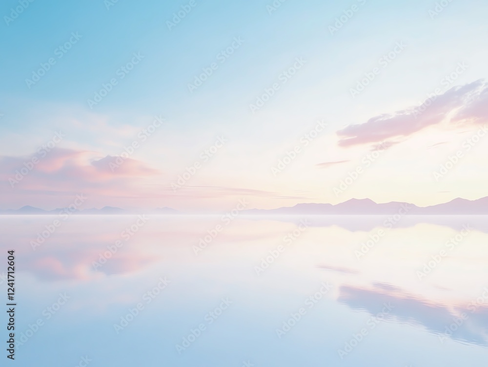 Photo realistic vast salt flats of the Uyuni Desert in Bolivia, the flat white landscape reflecting the soft pink and blue tones of sunset, creating a surreal mirrored effect Photo realistic vast salt flats of the Uyuni Desert in Bolivia, the flat white landscape reflecting the soft pink and blue tones of sunset, creating a surreal mirrored effect