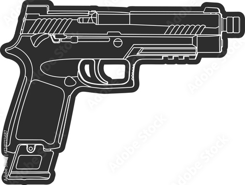  Icon in the form of a silhouette of the new standard army pistol, the SIG Sauer M17 silhouette in black.