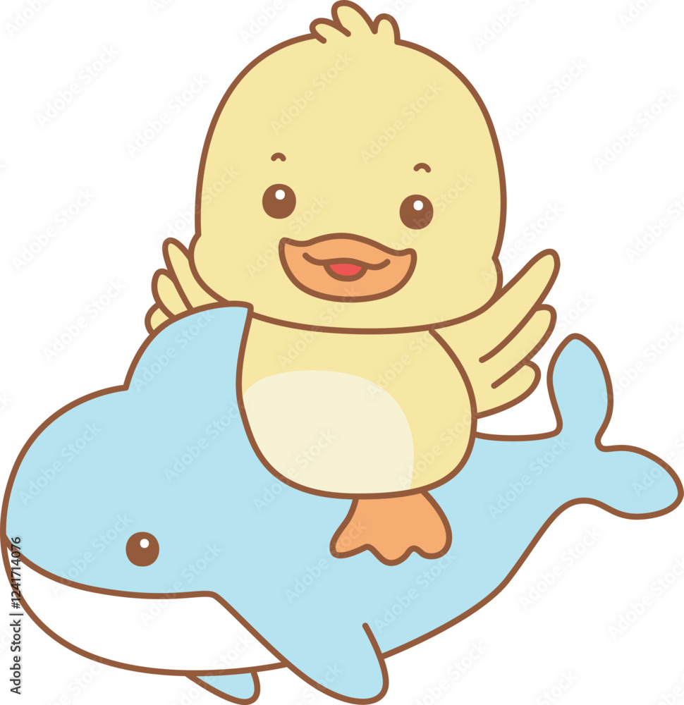 Obraz premium Cute Duck vector icon. Funny baby Duck animal series stock illustration. life of fluffy Duck designs.