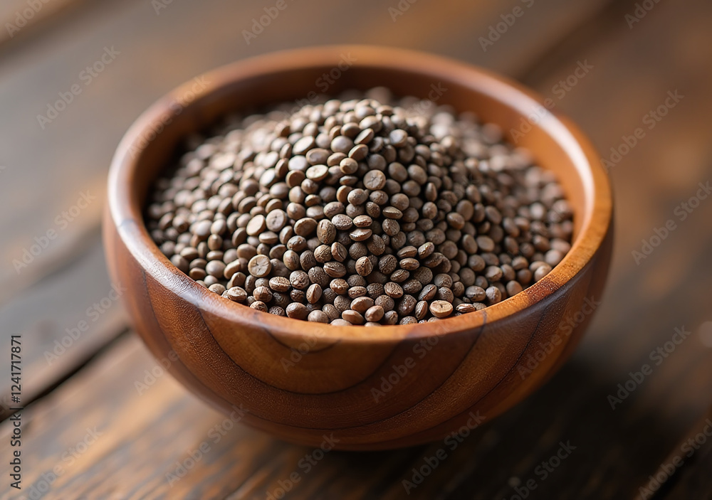 wooden bowl contains generous serving nutritious chia wooden bowl contains generous serving nutritious chia