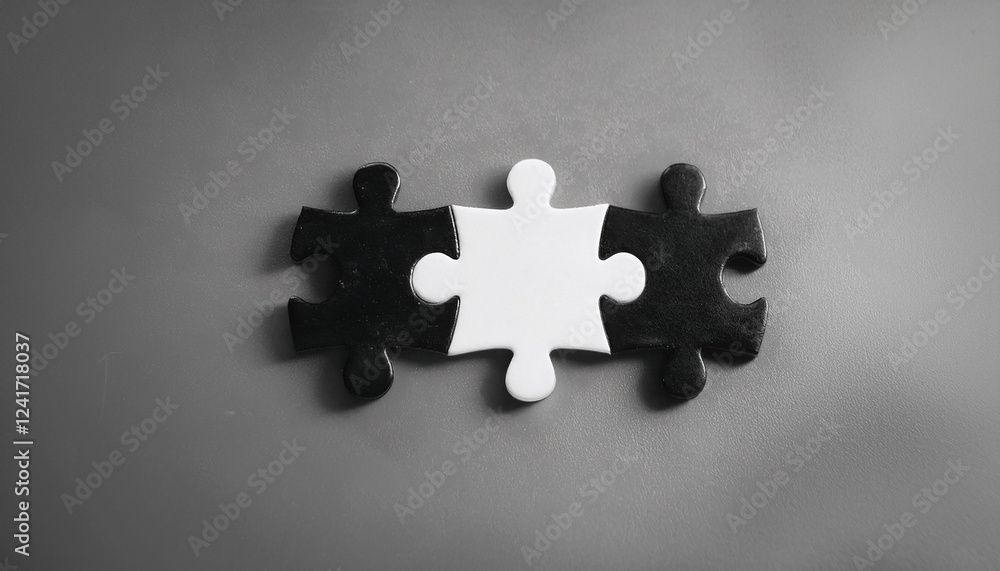 Black and white puzzle pieces. Brain game. Black and white puzzle pieces. Brain game.