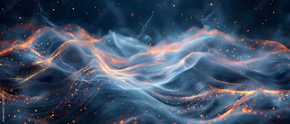 Mesmerizing Cosmic Waves Dynamic Flowing Particles in Abstract Digital Landscape Mesmerizing Cosmic Waves Dynamic Flowing Particles in Abstract Digital Landscape